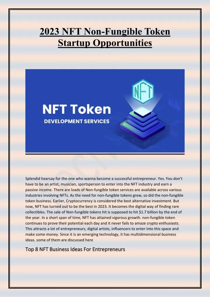 2023 nft non fungible token startup opportunities