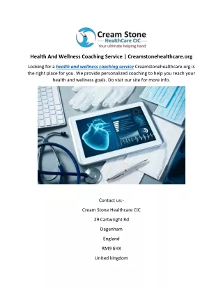 Health And Wellness Coaching Service  Creamstonehealthcare.org