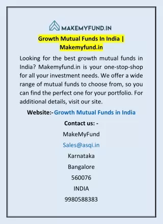 Growth Mutual Funds In India | Makemyfund.in