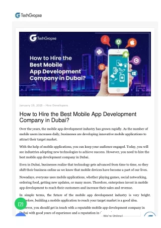 How to Hire the Best Mobile App Development Company in Dubai?