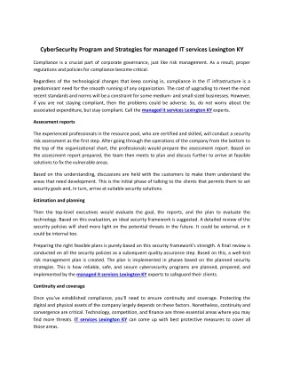 cybersecurity program and strategies for managed