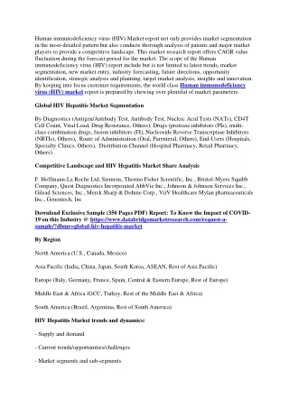 human immunodeficiency virus hiv market report