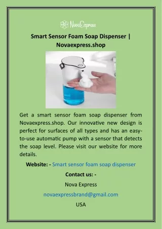 Smart Sensor Foam Soap Dispenser  Novaexpress.shop