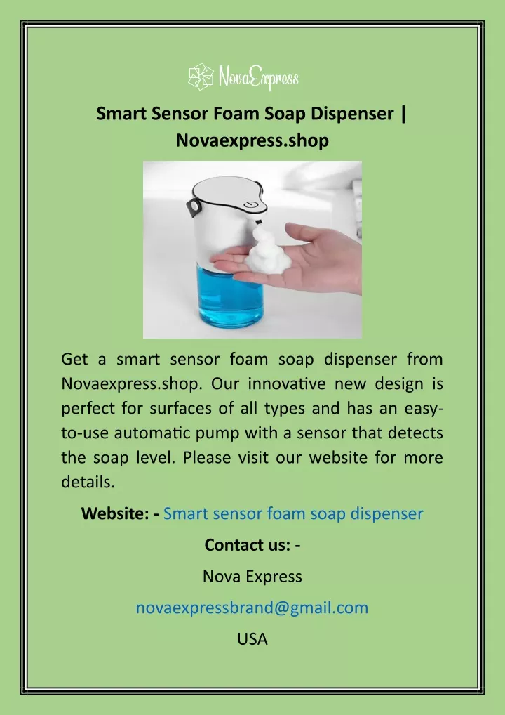 smart sensor foam soap dispenser novaexpress shop