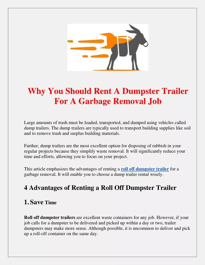 why you should rent a dumpster trailer