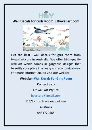 Wall Decals for Girls Room | Hywallart.com