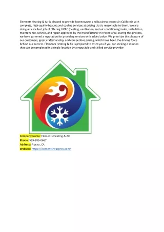 elements heating air is pleased to provide