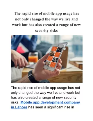 the rapid rise of mobile app usage has not only