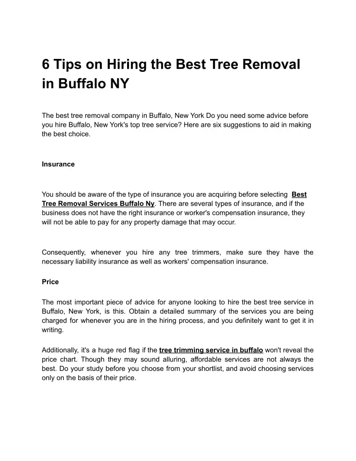 6 tips on hiring the best tree removal in buffalo