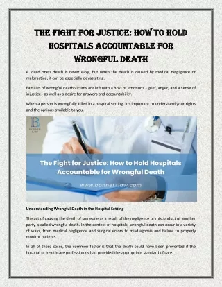 The Fight for Justice: How to Hold Hospitals Accountable for Wrongful Death