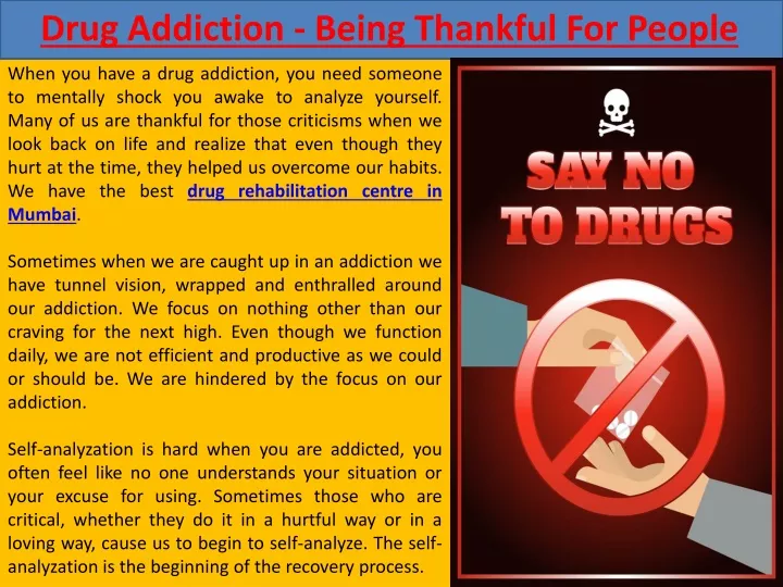 drug addiction being thankful for people