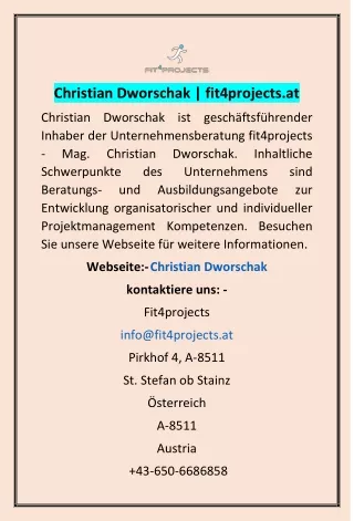 Christian Dworschak | fit4projects.at
