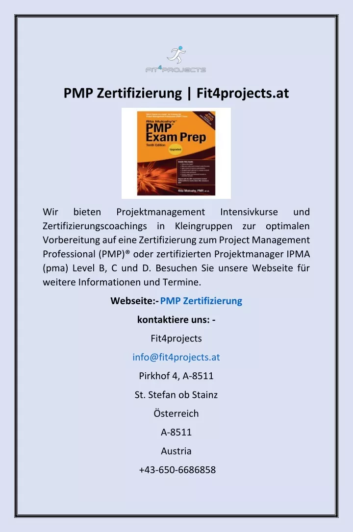 pmp zertifizierung fit4projects at