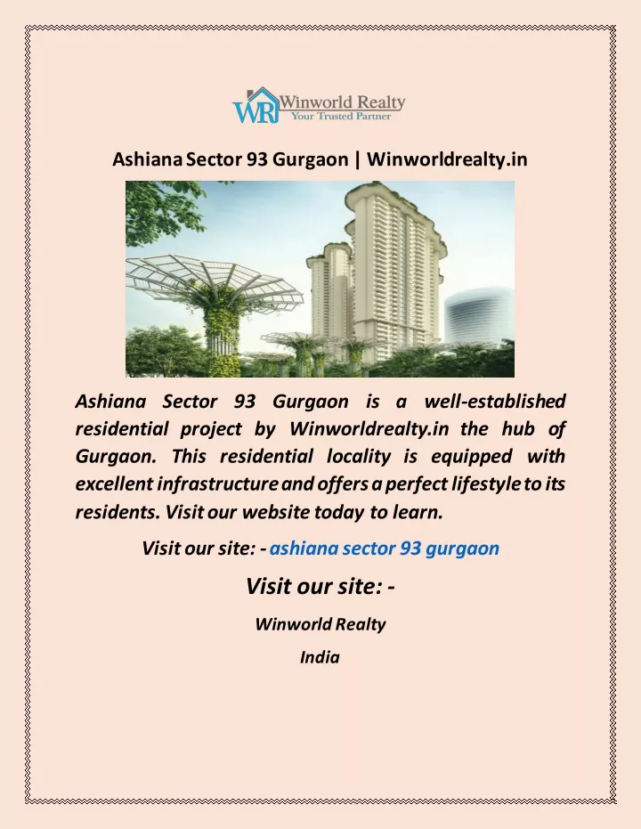 ashiana sector 93 gurgaon winworldrealty in