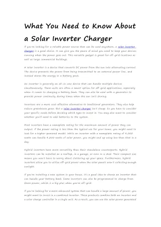 what you need to know about a solar inverter