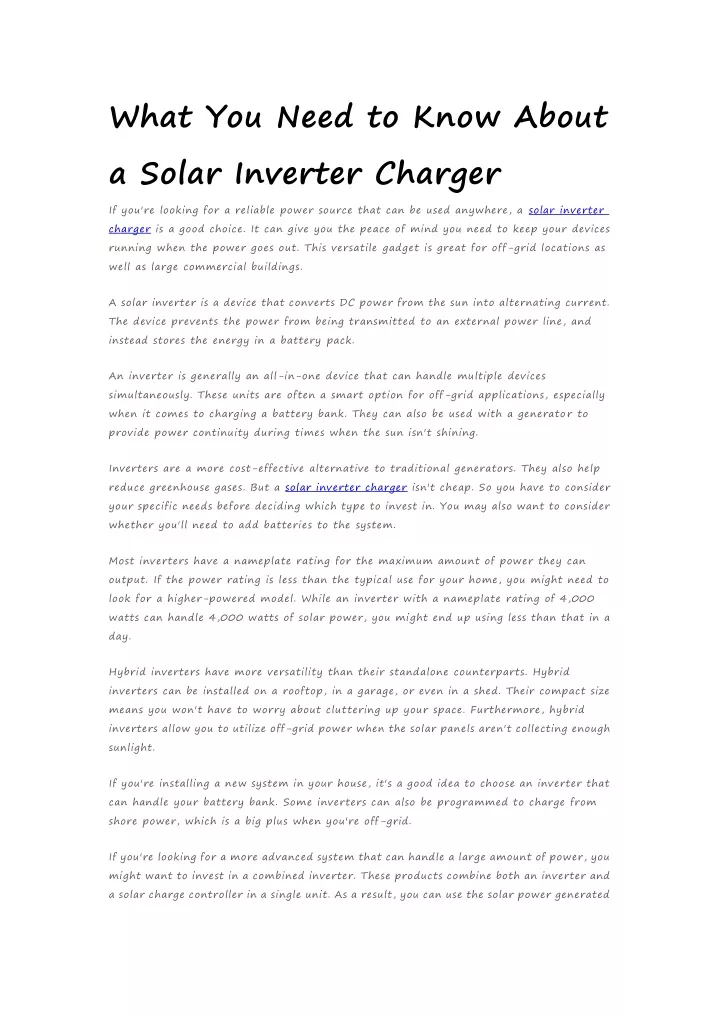 what you need to know about a solar inverter