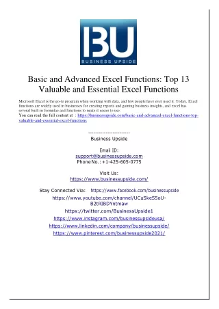 basic and advanced excel functions