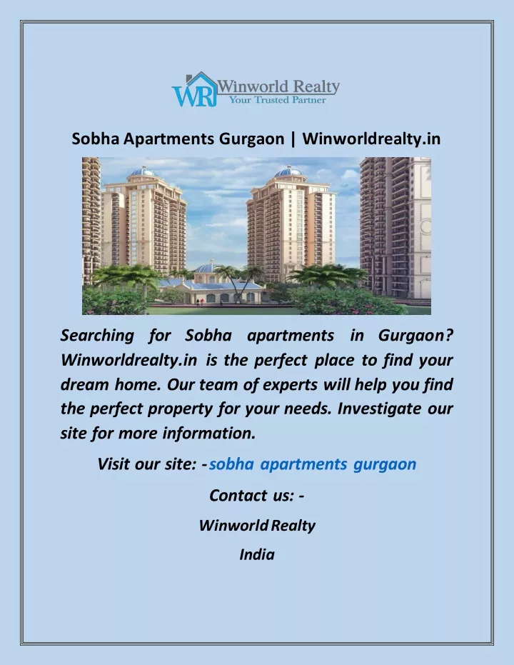 sobha apartments gurgaon winworldrealty in