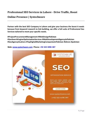 Professional SEO Services in Lahore - Drive Traffic, Boost Online Presence - Systechware