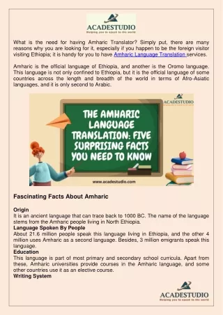 Fascinating Facts About Amharic Translation