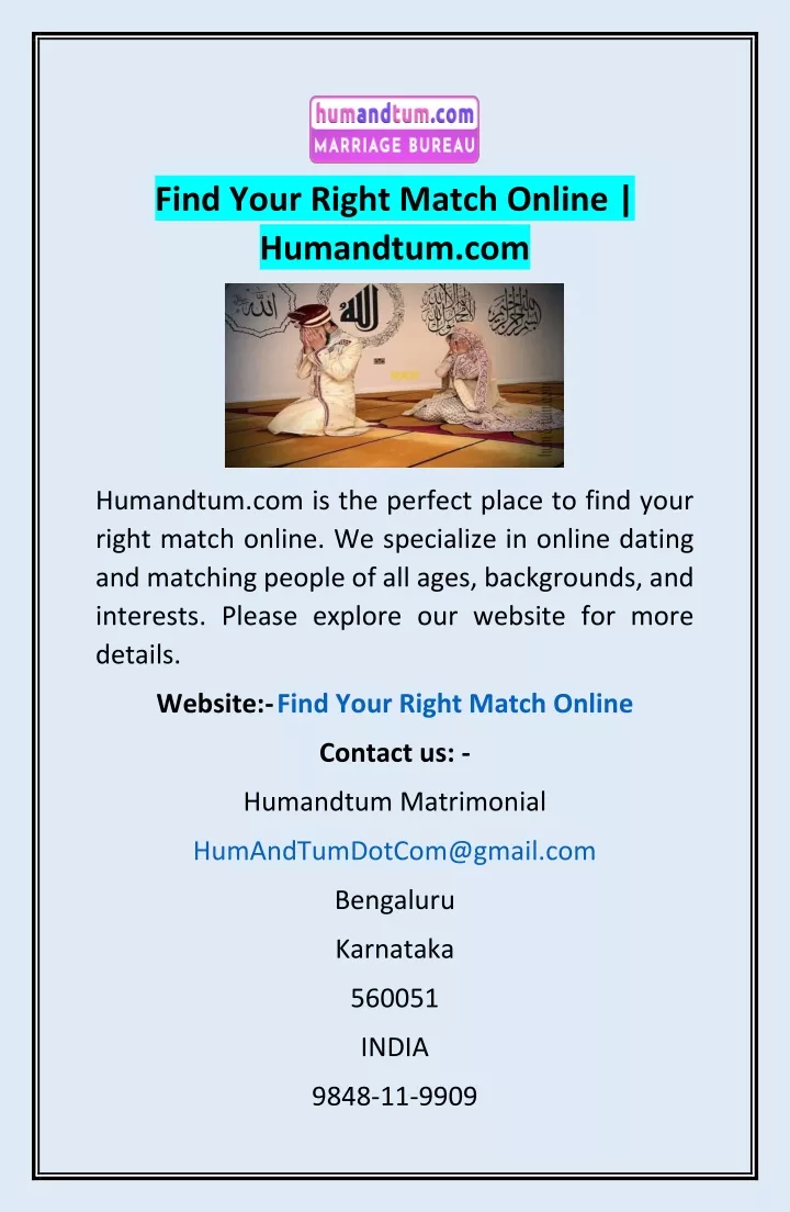 find your right match online humandtum com