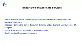 Importance of Elder Care Services