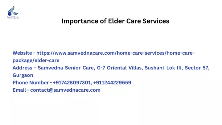 importance of elder care services
