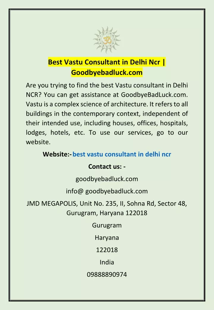 best vastu consultant in delhi ncr goodbyebadluck