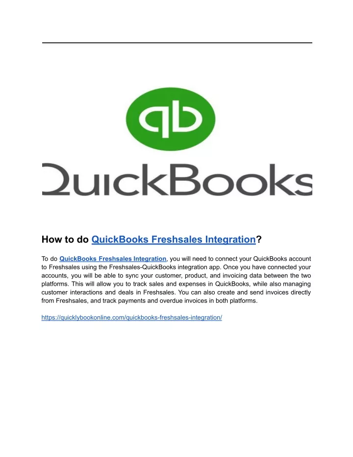 how to do quickbooks freshsales integration