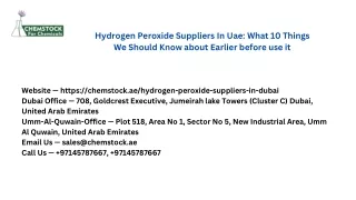 Hydrogen Peroxide Suppliers In Uae