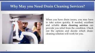 Why May you Need Drain Cleaning Services