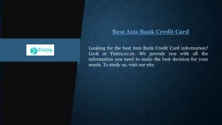 Best Axis Bank Credit Card Fintra.co.in
