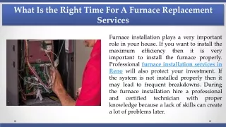 What Is the Right Time For A Furnace Replacement Service