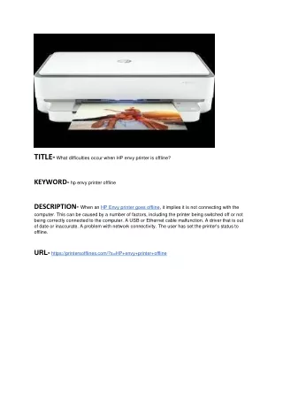 What difficulties occur when HP envy printer is offline?