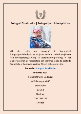 Fotograf Stockholm | Fotografpatriklindqvist.se