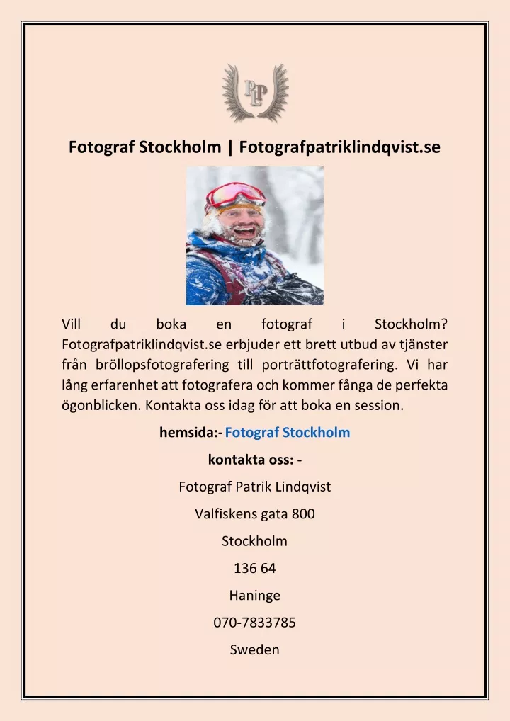 fotograf stockholm fotografpatriklindqvist se