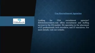 Usa Recruitment Agencies | Elitetechrecruiters.com