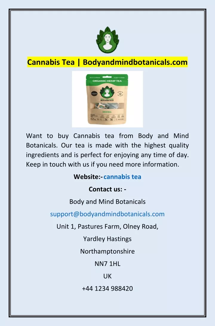 cannabis tea bodyandmindbotanicals com