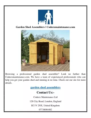 Garden Shed Assemblers  Codeexmaintenance