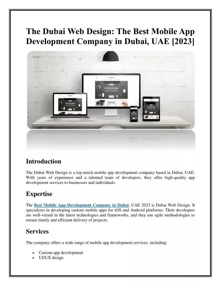 the dubai web design the best mobile