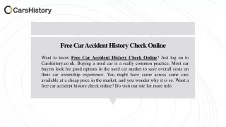 Free Car Accident History Check Online | Carshistory.co.uk