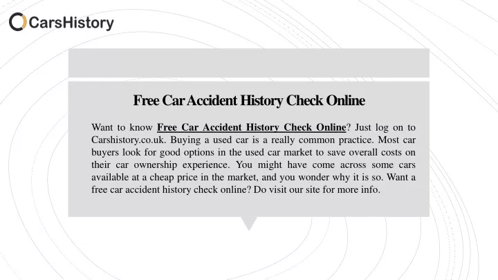 free car accident history check online