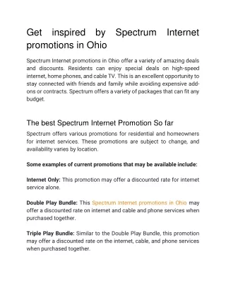 Get inspired by Spectrum Internet promotions in Ohio