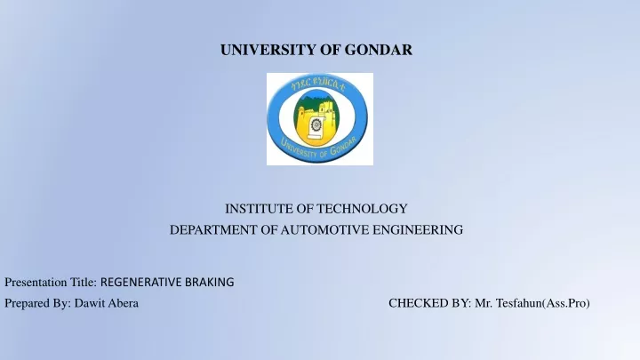 university of gondar institute of technology