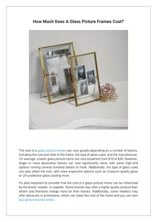 how much does a glass picture frames cost