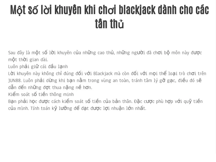 m t s l i khuy n khi ch i blackjack