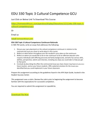 edu 330 topic 3 cultural competence gcu