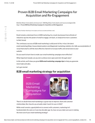 Proven B2B Email Marketing Campaigns for Acquisition and Re-Engagement