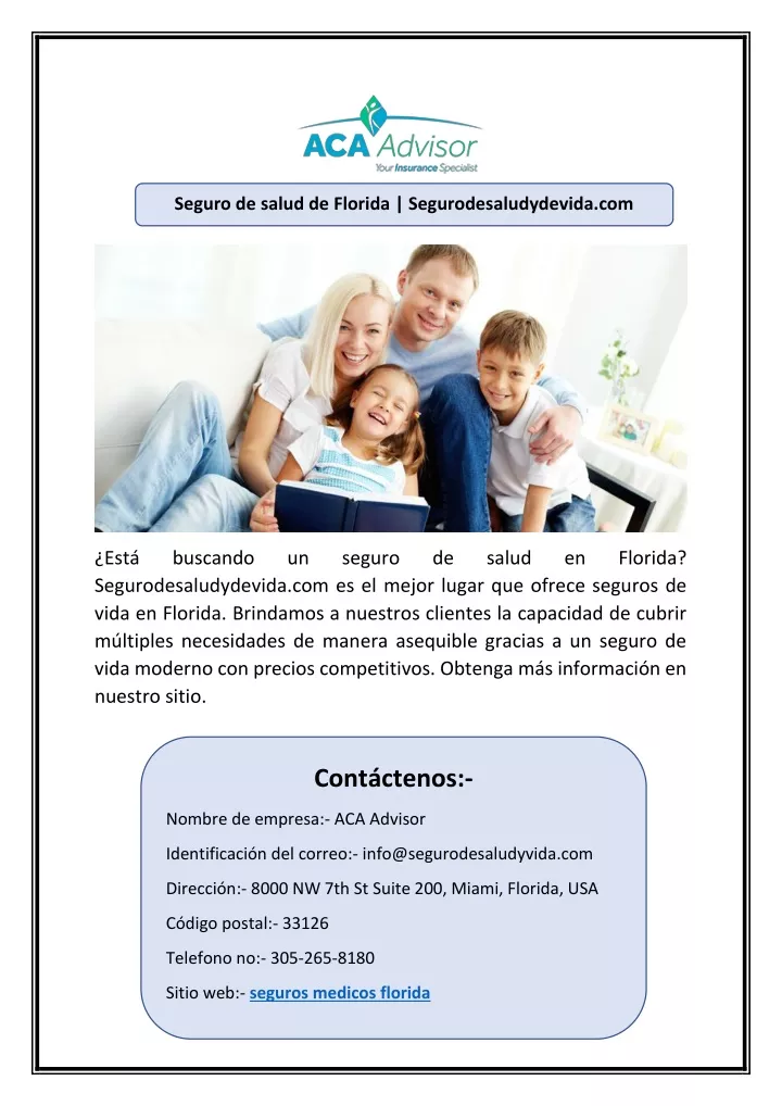 seguro de salud de florida segurodesaludydevida