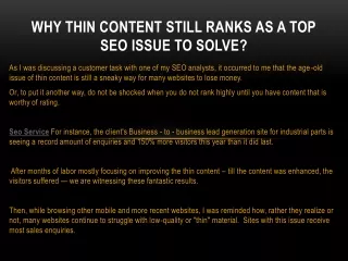 why thin content still ranks as a top seo issue to solve